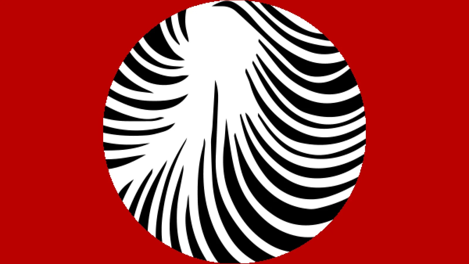 Black circle with white curved lines