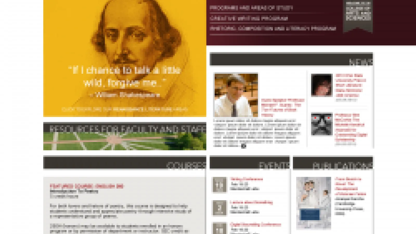 Screenshot of the Department of English website
