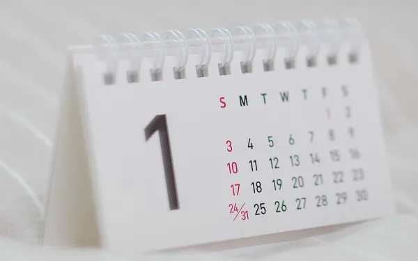 Calendar on white background