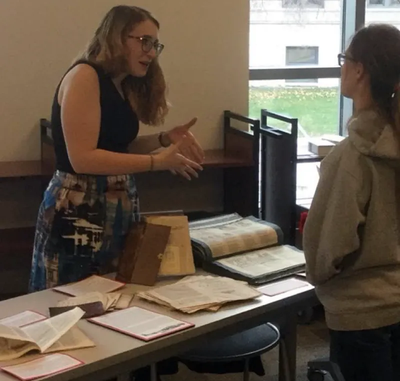 Student discussion their exhibit